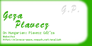 geza plavecz business card